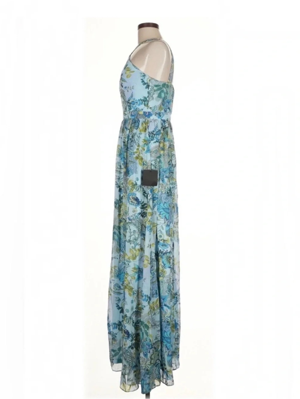 NWT LULUS Dress Lilja Light Blue Floral Print Maxi Lined Women’s Size Large